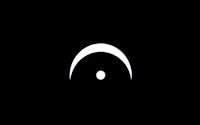 a white logo on a black background